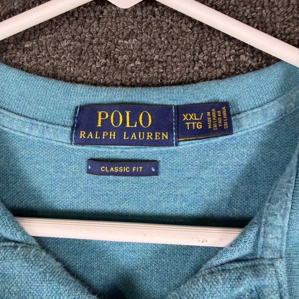 Polo Ralph Lauren Mens XXL Classic Fit Polo Shirt Turquoise Blue Yellow